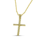 Βαπτιστικός Σταυρός για Κορίτσι MCS084 Χρυσός 14K με Πλεκτή Όψη και Ζιργκόν