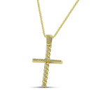 Βαπτιστικός Σταυρός για Κορίτσι MCS084 Χρυσός 14K με Πλεκτή Όψη και Ζιργκόν