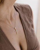 Βαπτιστικός Σταυρός για Κορίτσι MCS084 Χρυσός 14K με Πλεκτή Όψη και Ζιργκόν