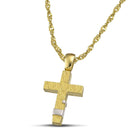 Βαπτιστικός Σταυρός για Κορίτσι CS014 Χρυσός 14K Σαγρέ με Λευκόχρυσες Λεπτομέρειες
