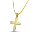 Βαπτιστικός Σταυρός για Κορίτσι CS015 Χρυσός 14K Σαγρέ με Λευκόχρυσες Λεπτομέρειες & Ζιργκόν