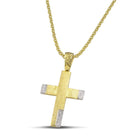 Βαπτιστικός Σταυρός για Κορίτσι CS015 Χρυσός 14K Σαγρέ με Λευκόχρυσες Λεπτομέρειες & Ζιργκόν