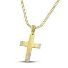 Βαπτιστικός Σταυρός για Κορίτσι CS015 Χρυσός 14K Σαγρέ με Λευκόχρυσες Λεπτομέρειες & Ζιργκόν