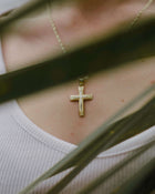 Βαπτιστικός Σταυρός για Κορίτσι CS051 Χρυσός 14K Σαγρέ με Λευκόχρυσο Σχέδιο