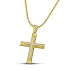 Βαπτιστικός Σταυρός για Κορίτσι CS012 Χρυσός 14K Σαγρέ με Λευκόχρυσο Σταυρό
