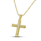 Βαπτιστικός Σταυρός για Κορίτσι CS012 Χρυσός 14K Σαγρέ με Λευκόχρυσο Σταυρό