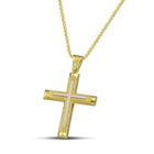 Βαπτιστικός Σταυρός για Κορίτσι CS012 Χρυσός 14K Σαγρέ με Λευκόχρυσο Σταυρό