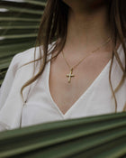 Βαπτιστικός Σταυρός για Κορίτσι CS012 Χρυσός 14K Σαγρέ με Λευκόχρυσο Σταυρό
