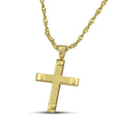 Βαπτιστικός Σταυρός για Κορίτσι CS032 Χρυσός 14K Σαγρέ Κέντρο με Λουστρέ Άκρες