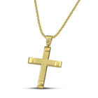 Βαπτιστικός Σταυρός για Κορίτσι CS032 Χρυσός 14K Σαγρέ Κέντρο με Λουστρέ Άκρες