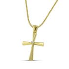 Βαπτιστικός Σταυρός για Κορίτσι MCS085 Χρυσός 14K Σαγρέ & Λουστρέ με Κεντρικό Ζιργκόν