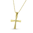 Βαπτιστικός Σταυρός για Κορίτσι MCS085 Χρυσός 14K Σαγρέ & Λουστρέ με Κεντρικό Ζιργκόν