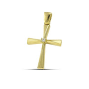 Βαπτιστικός Σταυρός για Κορίτσι MCS085 Χρυσός 14K Σαγρέ & Λουστρέ με Κεντρικό Ζιργκόν