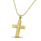 Βαπτιστικός Σταυρός για Κορίτσι CS029 Χρυσός 14K Σαγρέ με Λουστρέ Κέντρο