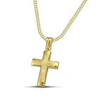 Βαπτιστικός Σταυρός για Κορίτσι CS019 Χρυσός 14K Σαγρέ με Λουστρέ Λεπτομέρειες