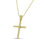 Βαπτιστικός Σταυρός για Κορίτσι MCS080 Χρυσός 14K με Ζιργκόν και στις Δύο Όψεις