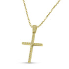 Βαπτιστικός Σταυρός για Κορίτσι MCS080 Χρυσός 14K με Ζιργκόν και στις Δύο Όψεις