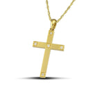 Βαπτιστικός Σταυρός για Κορίτσι Χρυσός 18K Κλασικός με Πέντε Διαμάντια σε Κέντρο & Άκρες | DCS009