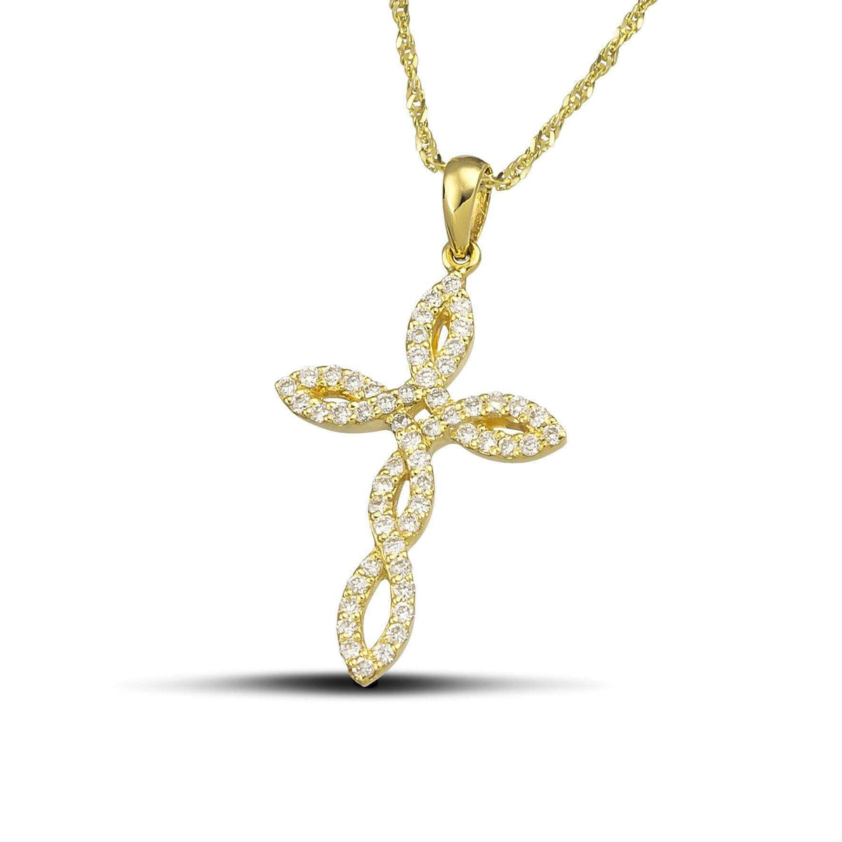 Βαπτιστικός σταυρός για κορίτσι από χρυσό 18K πλεκτός με διαμάντια