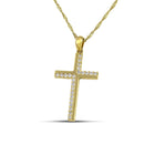 Βαπτιστικός Σταυρός για Κορίτσι Χρυσός 18K Κλασικός με Σειρά Διαμαντιών | DCS019