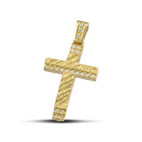 Γυναικείος χρυσός σταυρός βάπτισης Κ14 διπλής όψεως με πέτρες