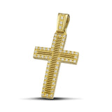 Γυναικείος χρυσός σταυρός βάπτισης Κ14 διπλής όψης με ζιργκόν
