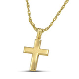 Χρυσός σταυρός βάπτισης Κ14 για κορίτσι, γυαλιστερός, με πλεκτή αλυσίδα. 