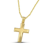 Χρυσός σταυρός βάπτισης Κ14 για κορίτσι, γυαλιστερός, με «Θ» αλυσίδα.