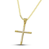 Γυναικείος σταυρός από χρυσό 14 καρατίων και λευκόχρυσο, με κλασσική αλυσίδα.