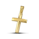Γυναικείος σταυρός από χρυσό Κ14 γυαλιστερός με ματ σχέδιο. 