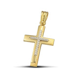 Γυναικείος χρυσός σταυρός βάπτισης Κ14 με ζιργκόν