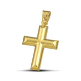 Γυναικείος χρυσός σταυρός Κ14 γυαλιστερός με στρογγυλεμένες γωνίες