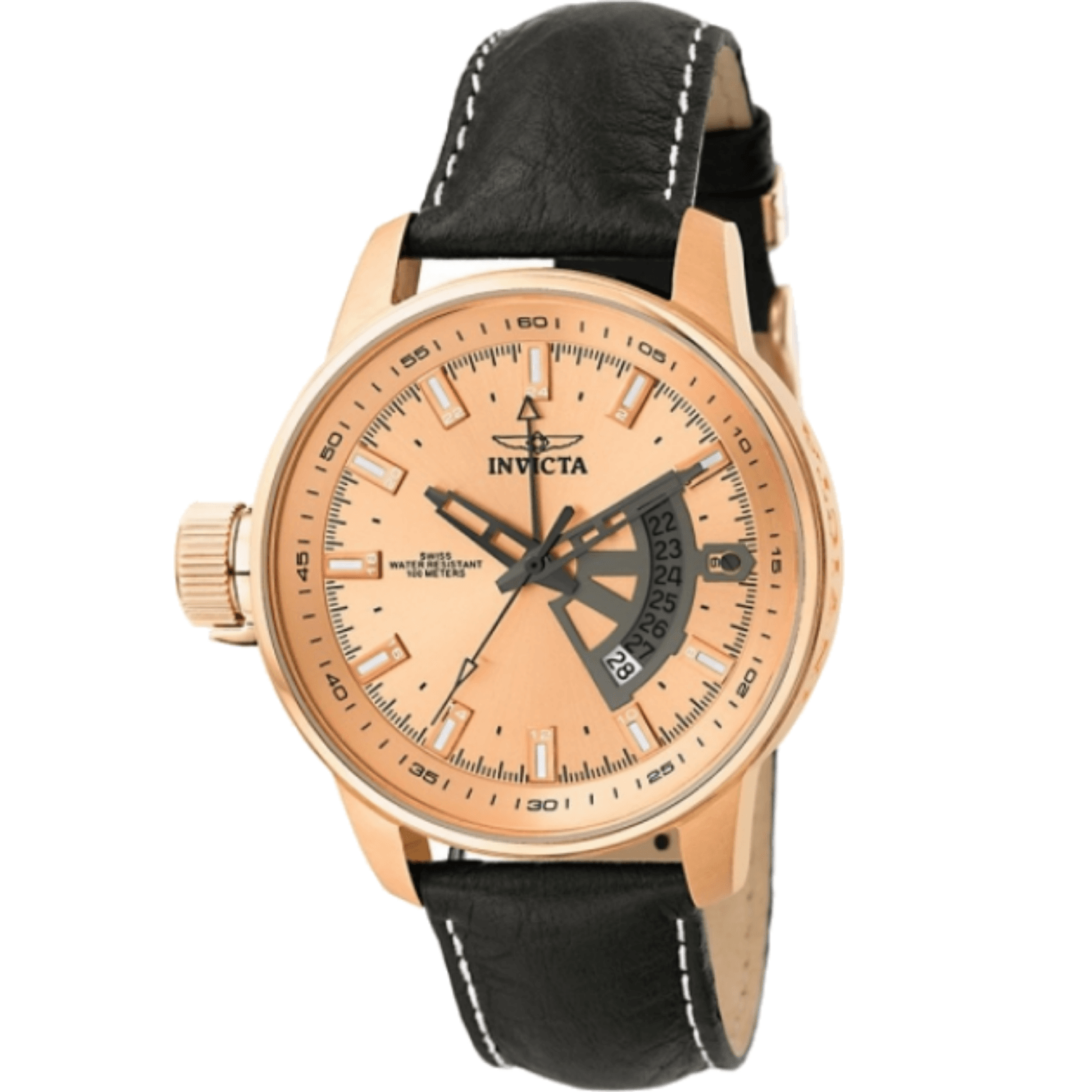 INVICTA I-Force Men 18ct Rose Gold-Plated Case Leather Strap 6518 - themelidisjewels