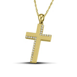 Γυναικείος σταυρός χρυσός Κ18 με διαμάντια και στριφτή αλυσίδα. 