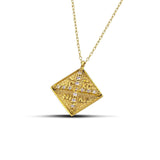Κολιέ κωνσταντινάτο με σταυρό χρυσό Κ14 ρόμβος με διαμάντι