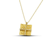 Κολιέ κωνσταντινάτο με σταυρό χρυσό Κ14 τετράγωνο με διαμάντι