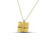 Κολιέ κωνσταντινάτο με σταυρό χρυσό Κ14 τετράγωνο με διαμάντι - themelidisjewels