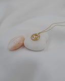 Κολιέ χρυσό γυναικείο 9Κ με κυκλικό μοτίφ, καρδιά και πέτρες NL035.