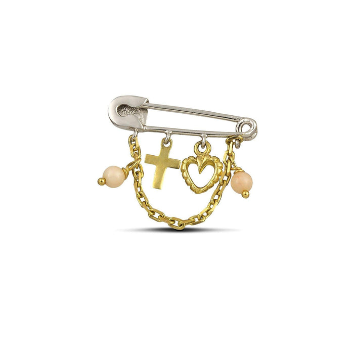 Λευκόχρυση παραμάνα Κ14 με χρυσά στοιχεία