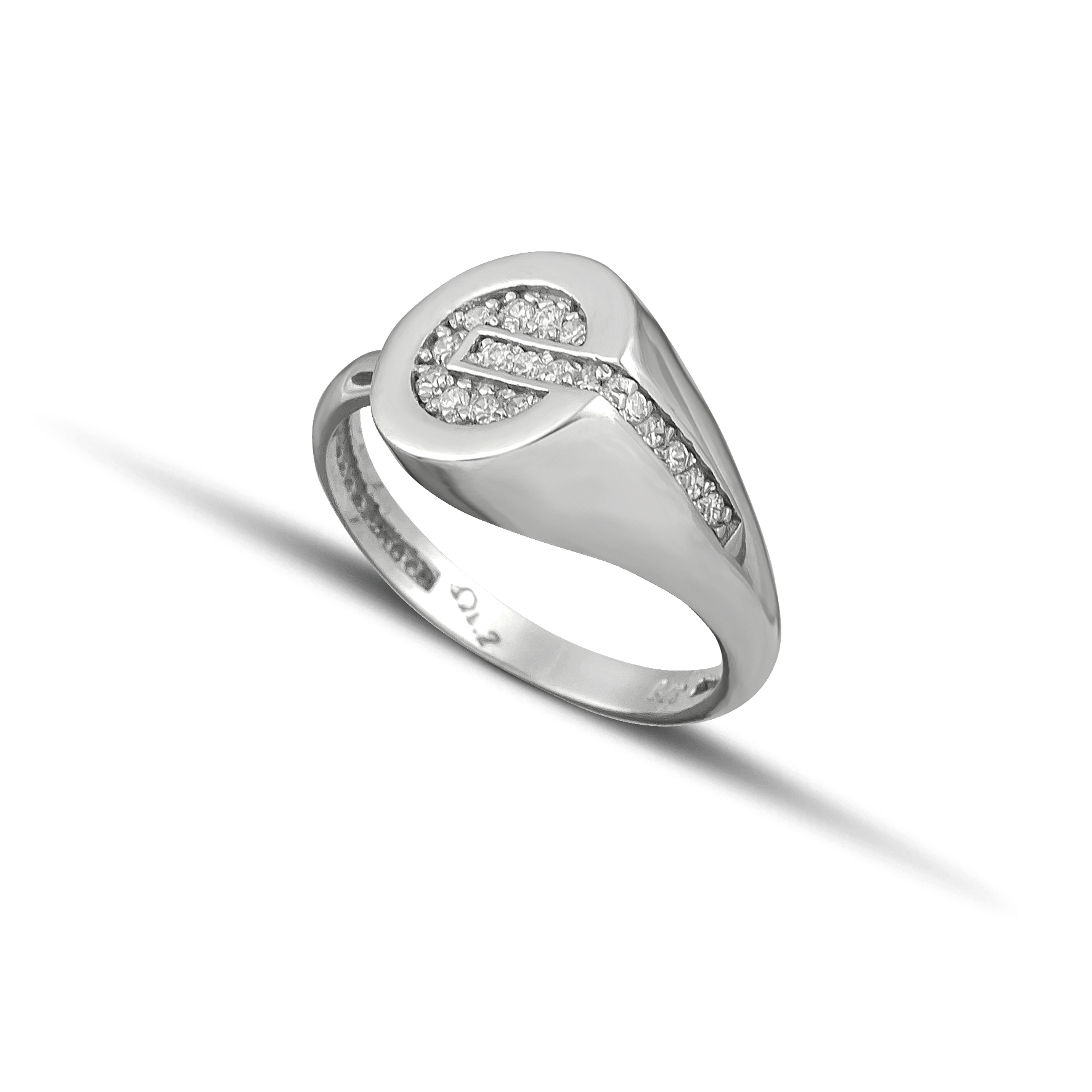 Λευκόχρυσο δακτυλίδι Κ9 σεβαλιέ με πέτρες