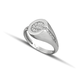Λευκόχρυσο δακτυλίδι Κ9 σεβαλιέ με πέτρες
