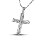 Λευκόχρυσός σταυρός Κ18 με διπλό σταυρό και διαμάντια