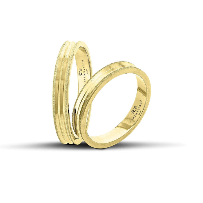 Μοντέρνες βέρες γάμου χρυσές λουστρέ με συνδυασμό ματ, πλάτους 3.5 mm