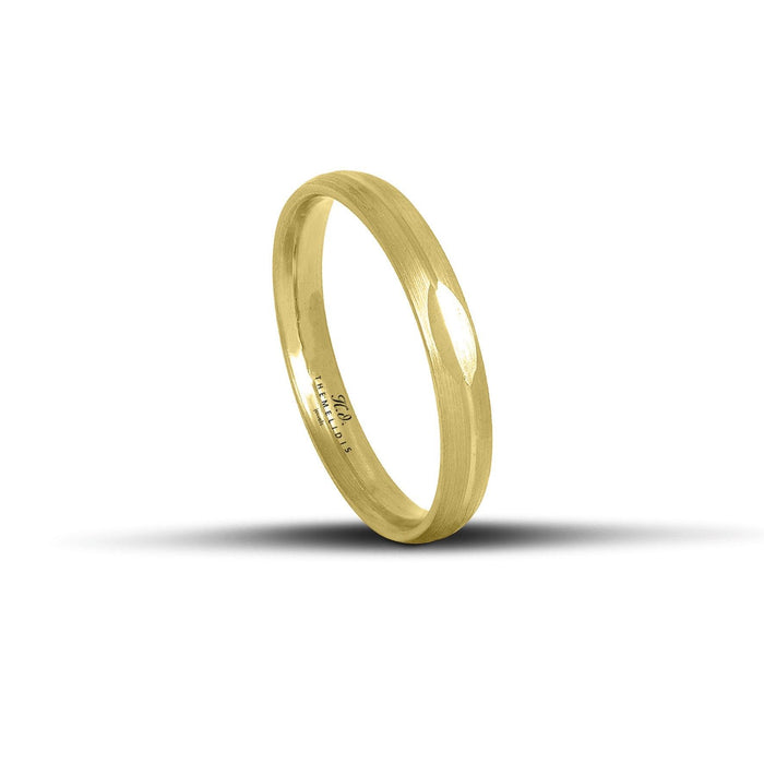 Χρυσές βέρες γάμου με σαγρέ φινίρισμα και γραμμή στο κέντρο, πλάτους 3.5mm