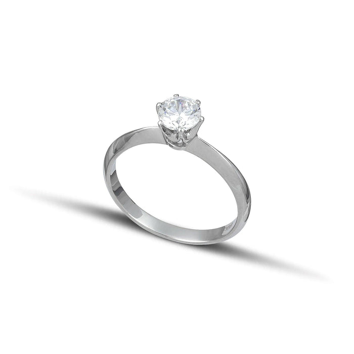 Φωτογραφία μονόπετρου δαχτυλιδιού εξάδοντο OS008 από λευκόχρυσο 14Κ με ζιργκόν.