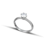 Φωτογραφία μονόπετρου δαχτυλιδιού εξάδοντο OS008 από λευκόχρυσο 14Κ με ζιργκόν.