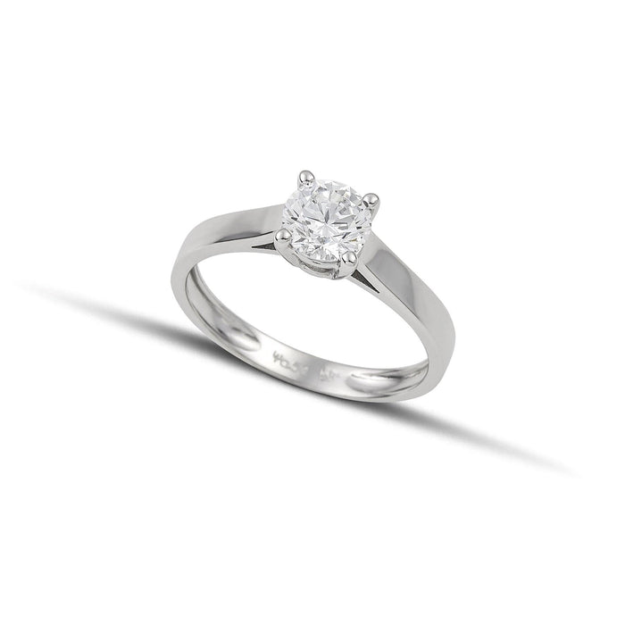 Μονόπετρο δαχτυλίδι Κ14 λευκόχρυσο