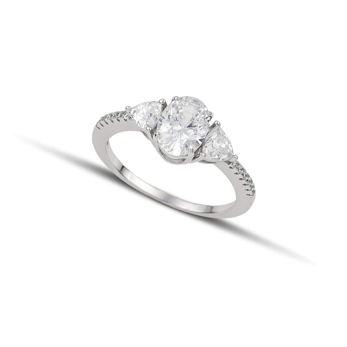 Μονόπετρο δαχτυλίδι Κ14 λευκόχρυσο