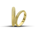 Πρωτότυπες Βέρες Γάμου Χρυσές 3.5 mm με Γραμμές Ματ και Λουστρέ WR163