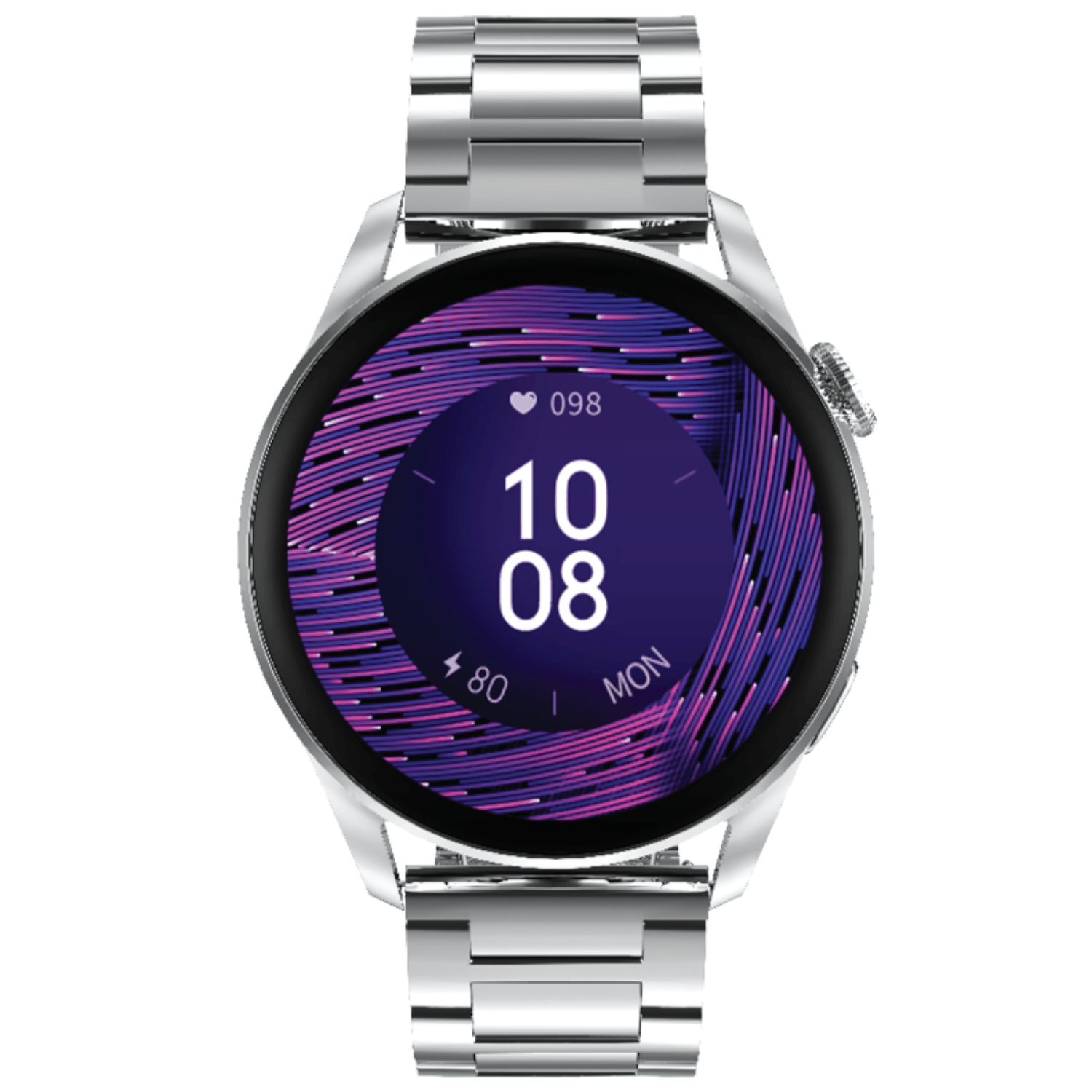 Στρογγυλό ρολόι smartwatch DAS4 με ασημένιο ατσάλινο μπρασελέ. 